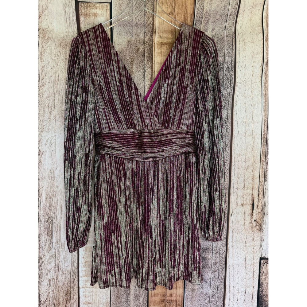 Lilly Pulitzer Riza Romper Mulberry Gold Metallic Resort Party Glam Size Small